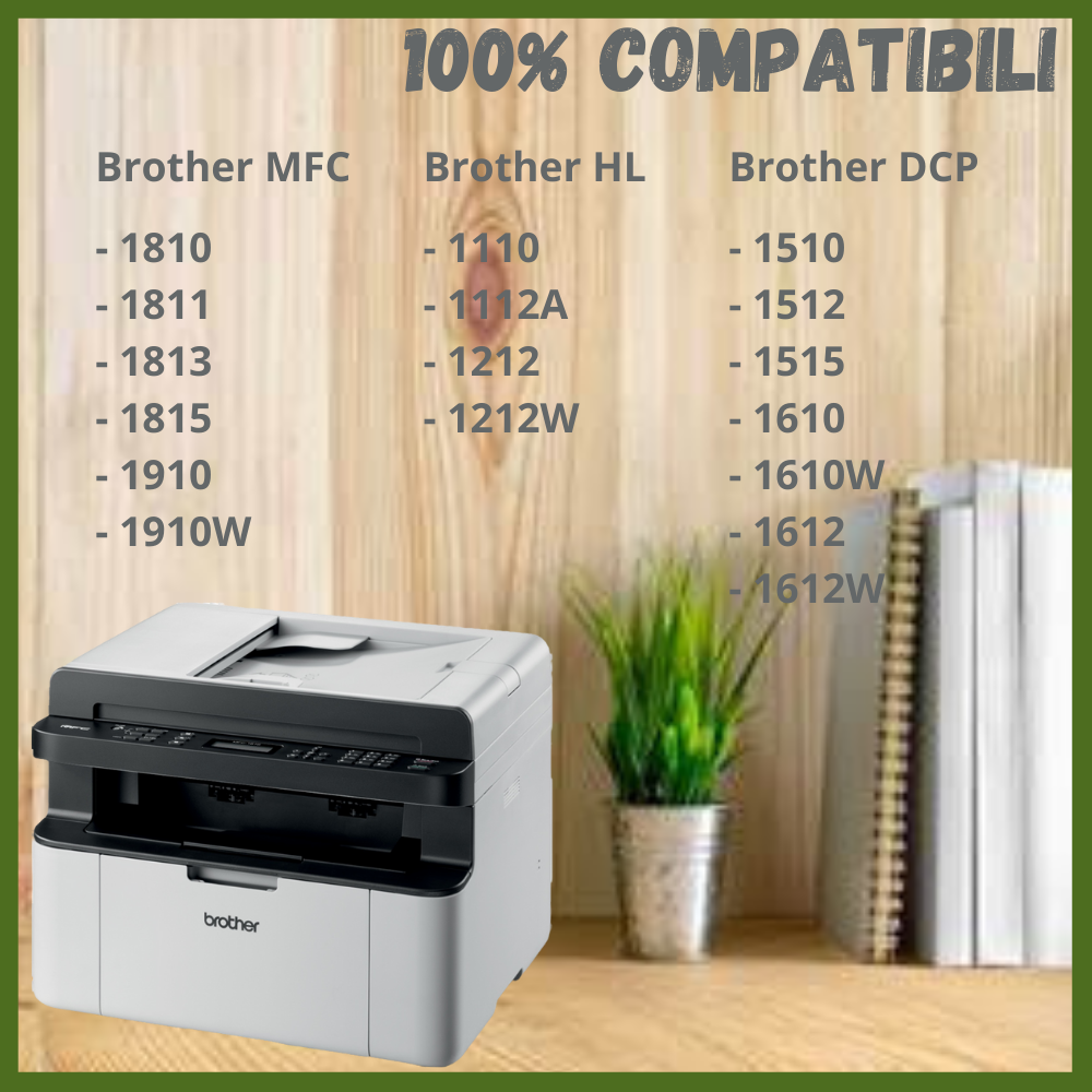  Cartuccia Toner Brother TN1050 MFC 1910 HL 1112A 1210W DCP 1510 1512 1610W